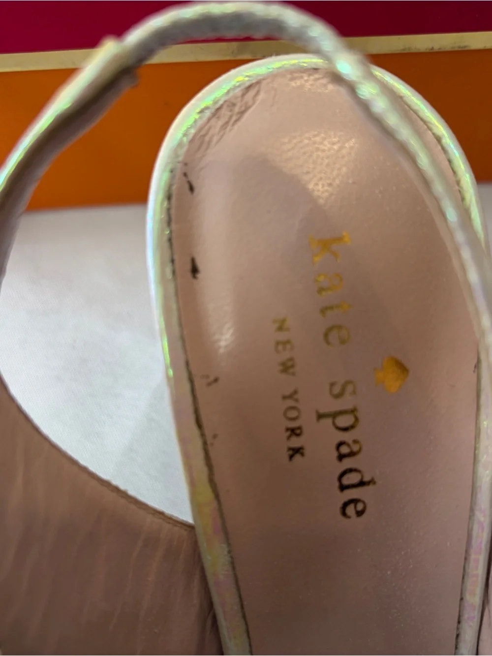 kate spade Iridescent Bow Peep-Toe Slingback Heels - Pearl